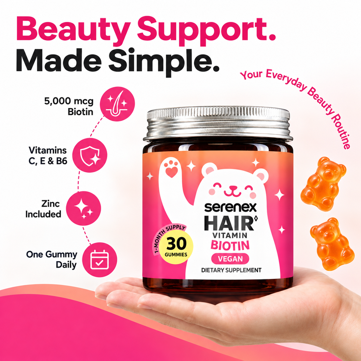Serenex Hair Biotin Gummies